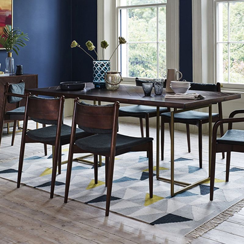 Contemporary Solid Wood Standard Dining Table Rectangle Kitchen Dining Table with Double Pedestal
