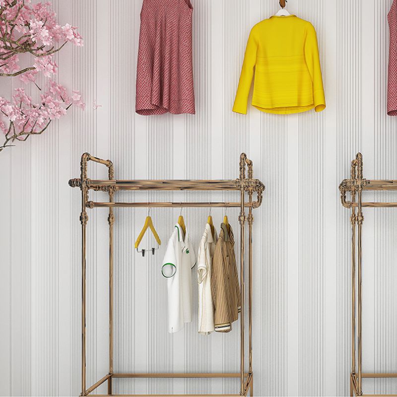 Non-Woven White Wallpaper Simple Stripes Wall Covering for Living Room, 33' x 20.5"