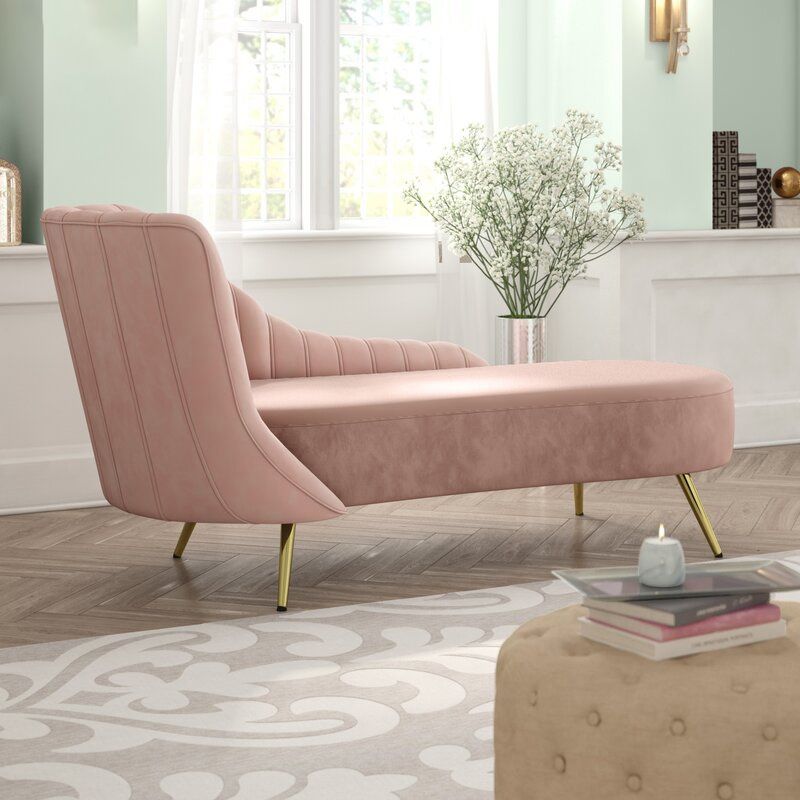 Contemporary Flannel Chaise One Armed Lounge Chair for Living Room