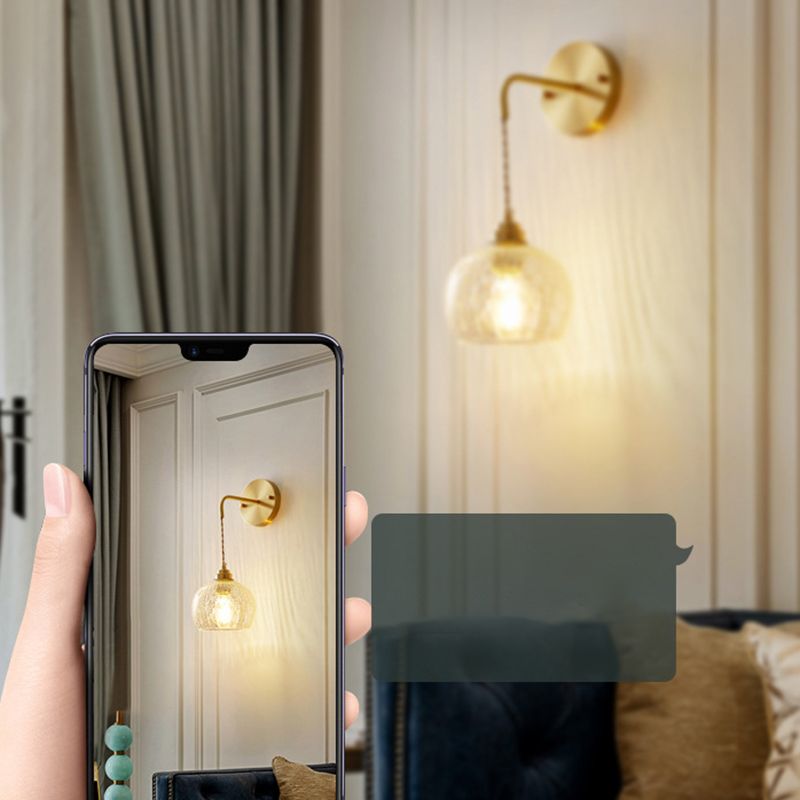 Industrial Style 1 Light Wall Light Geometric Shade Glass Wall Light Sconce in Brass