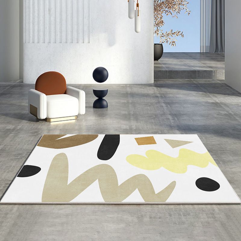 Modern Beige Rug Polyester Color Lump Rug Washable Rug for Living Room