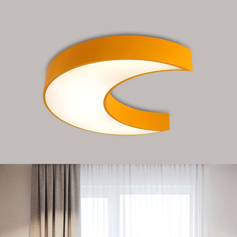 Crescent Moon Bedchamber Flush Lighting Acrylic LED Children Flush Mount Fixture in White/Yellow/Blue