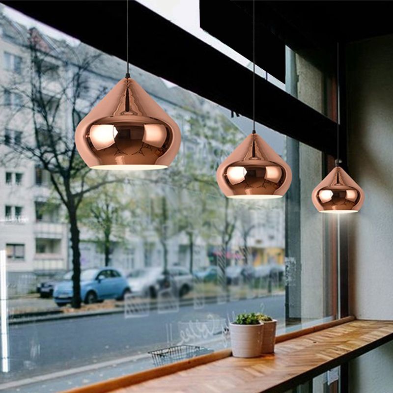 Simplicité ombragée plafonnier Light Metal Dinning Room Down Lighting Pendentif en or rose