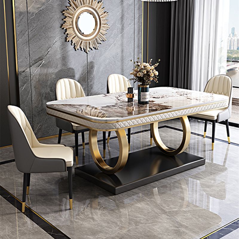 Rectangular Table Sintered Stone Dining Table with Stainless Steel Frame