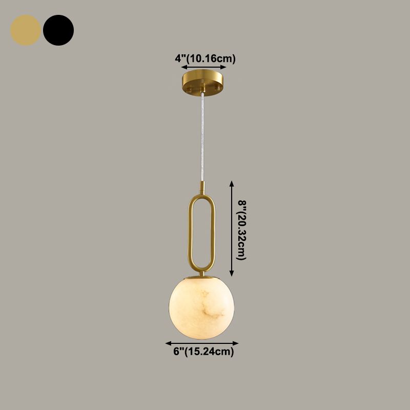Spherical Shade Hanging Lighting Modern Style Marble 1 Light Pendant Lamp for Bedroom