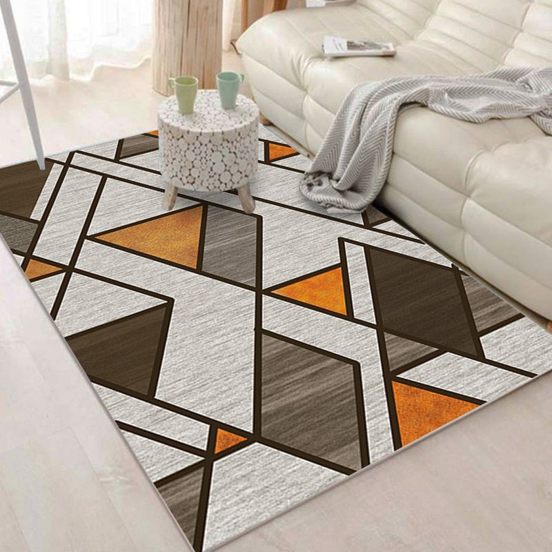Simple Multicolor Geo Rug Synthetics Nordic Carpet Anti-Slip Pet Friendly Washable Rug for Decor
