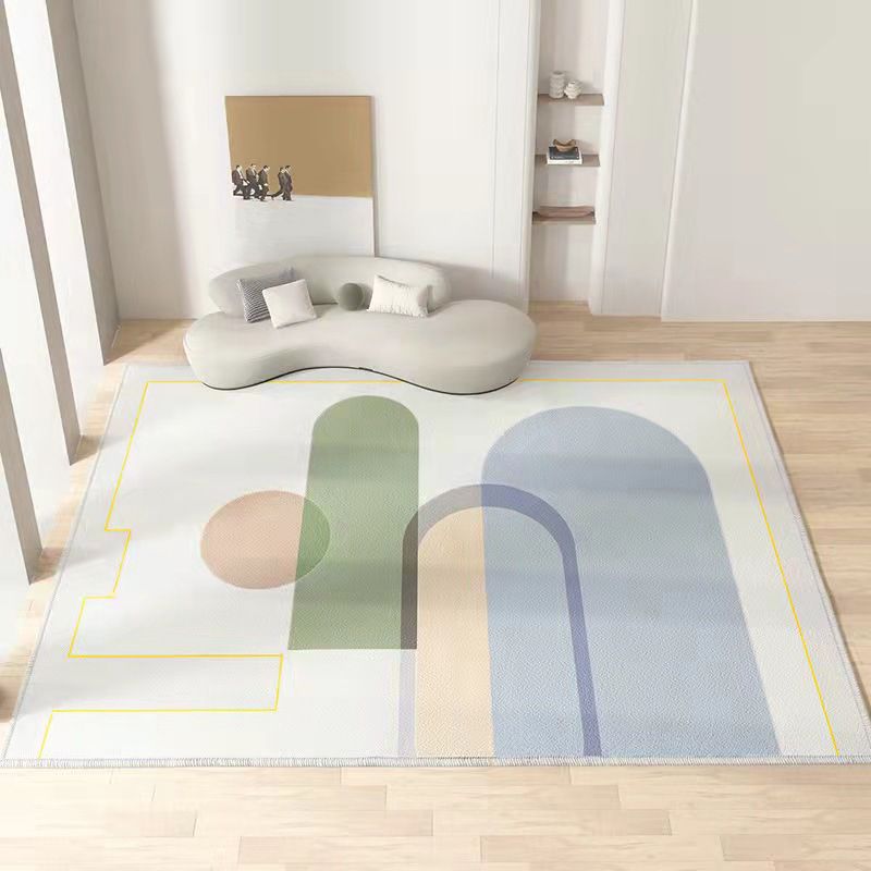 Blend Color Block Rug Indoor Rug Anti-Slip Washable Easy Care Area Carpet for Bedroom