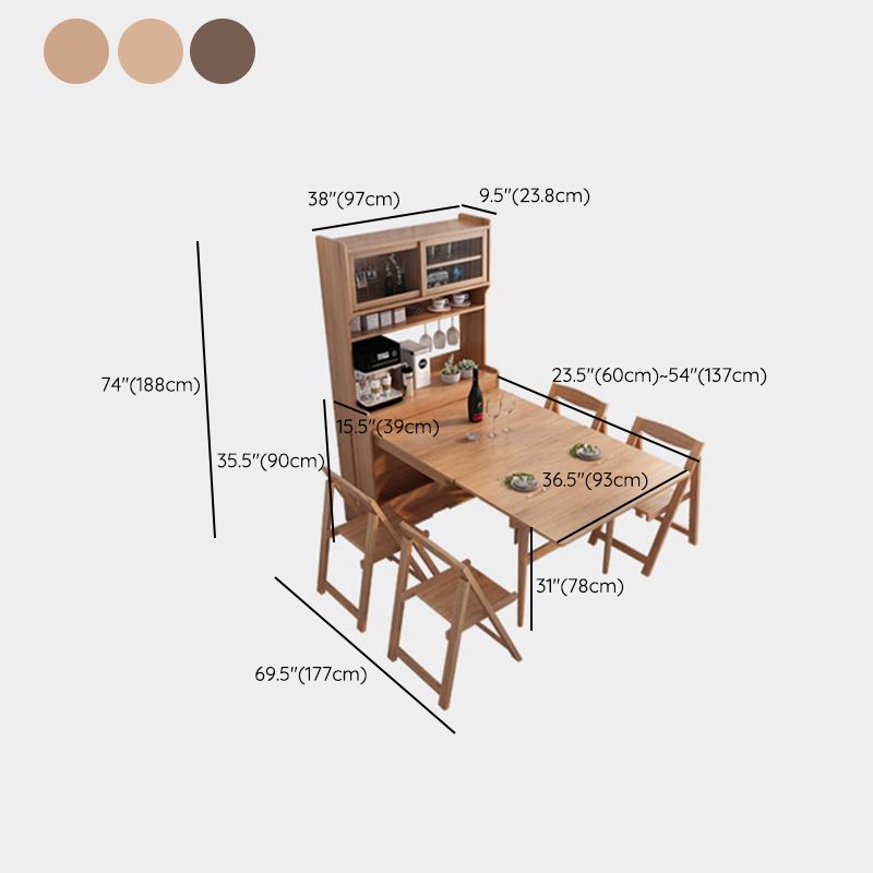 Rectangle Folding Dining Table Wood Dining Table with Storage Base