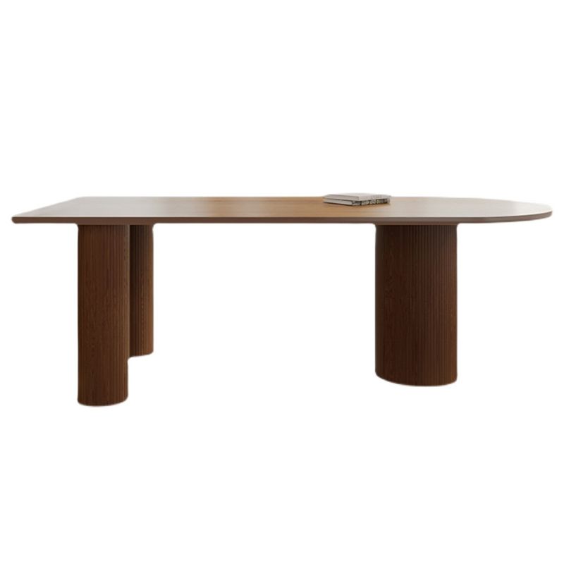 Free Form Pinewood Brown Tone Dining Table Simplicity 3 Legs Table for Dining Room