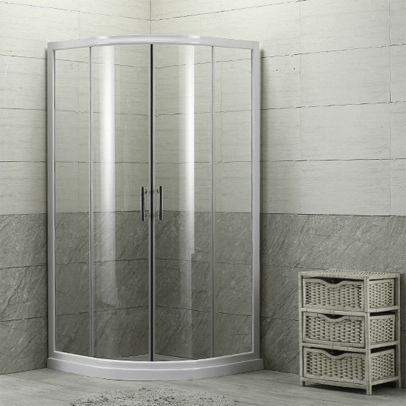 Round Shower Kit Tempered Glass Shower Enclosure with Door Handle