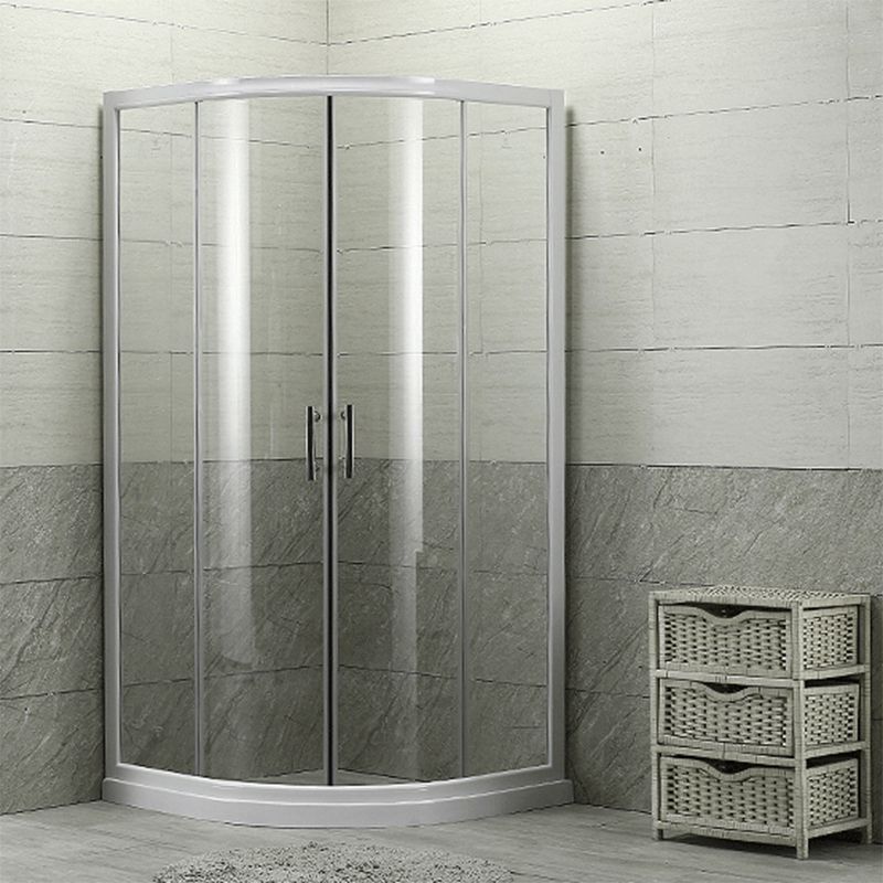 Round Shower Kit Tempered Glass Shower Enclosure with Door Handle