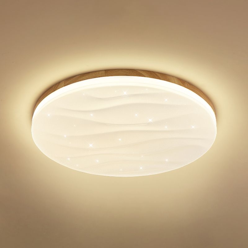 Geometry Shape Ceiling Lamp Modern Simple Style Wood 1 Light Flush Mount for Study Bedroom