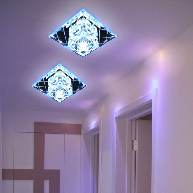 Lampada da incasso cubica Modernista in cristallo trasparente LED Corridoio vicino alla plafoniera in cromo
