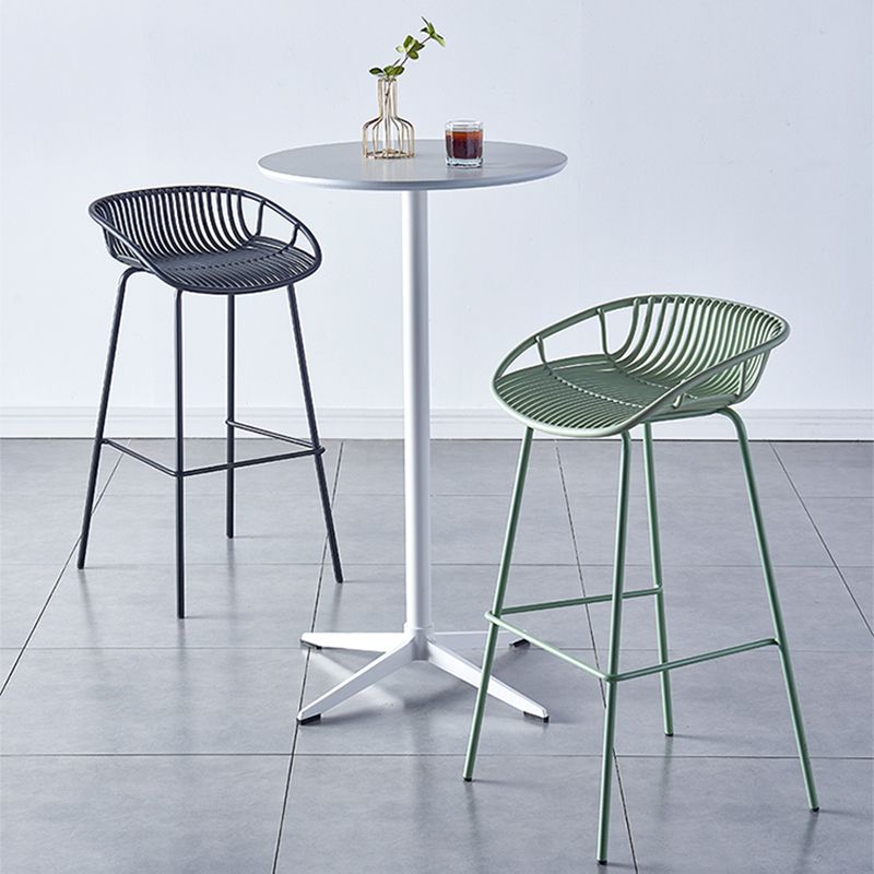 Nordic Backrest Counter Stool with Metal Base Plastic Armless Cafe Bar Chair with 4 Legs