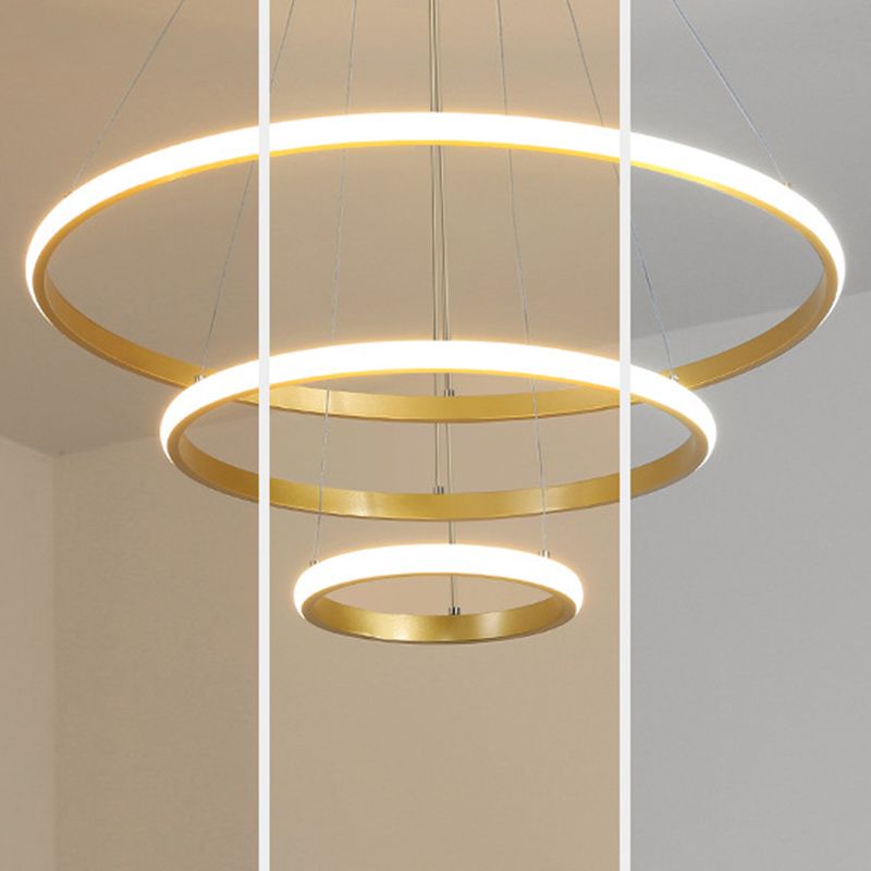 Gold Rings Suspension Pendant Light Modern Style LED Metal Chandelier Pendant Light