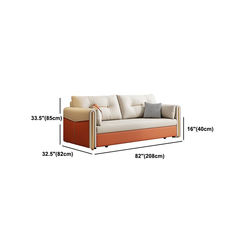Faux Leather Stain Resistant Contemporary Bed Sofa Couch in Orange/white
