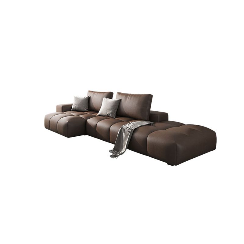 American Traditional Faux Leather Cushions Sectionals 37.4"High Square Arm Sofa,Dark Brown