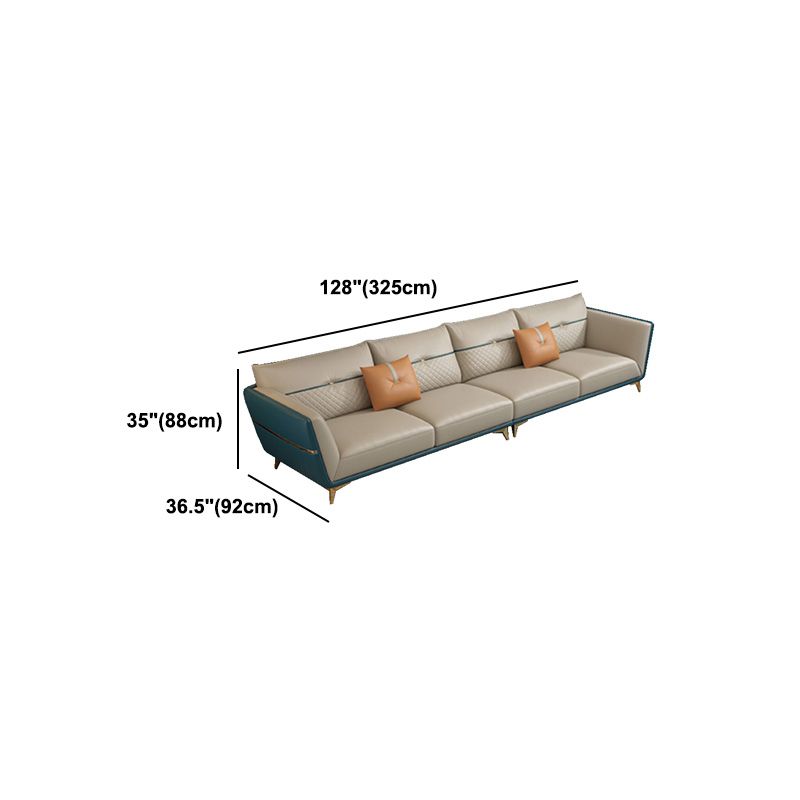 Contemporary Stain-Resistant Genuine Leather Square Arm Sofa & Chaise