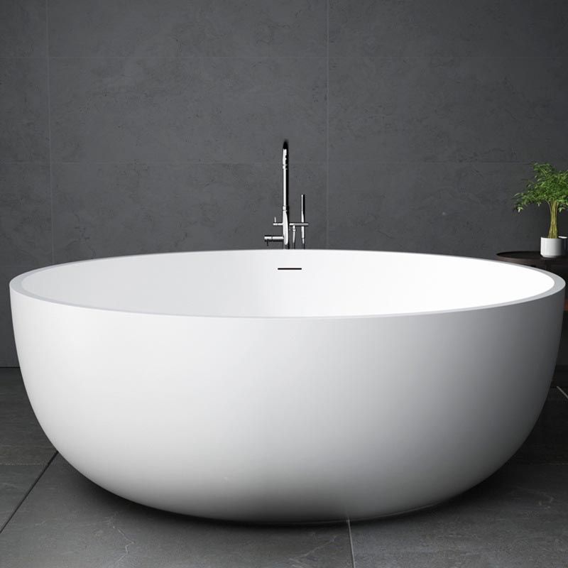 Modern Artificial White Stone Tub Round Freestanding Bathtub