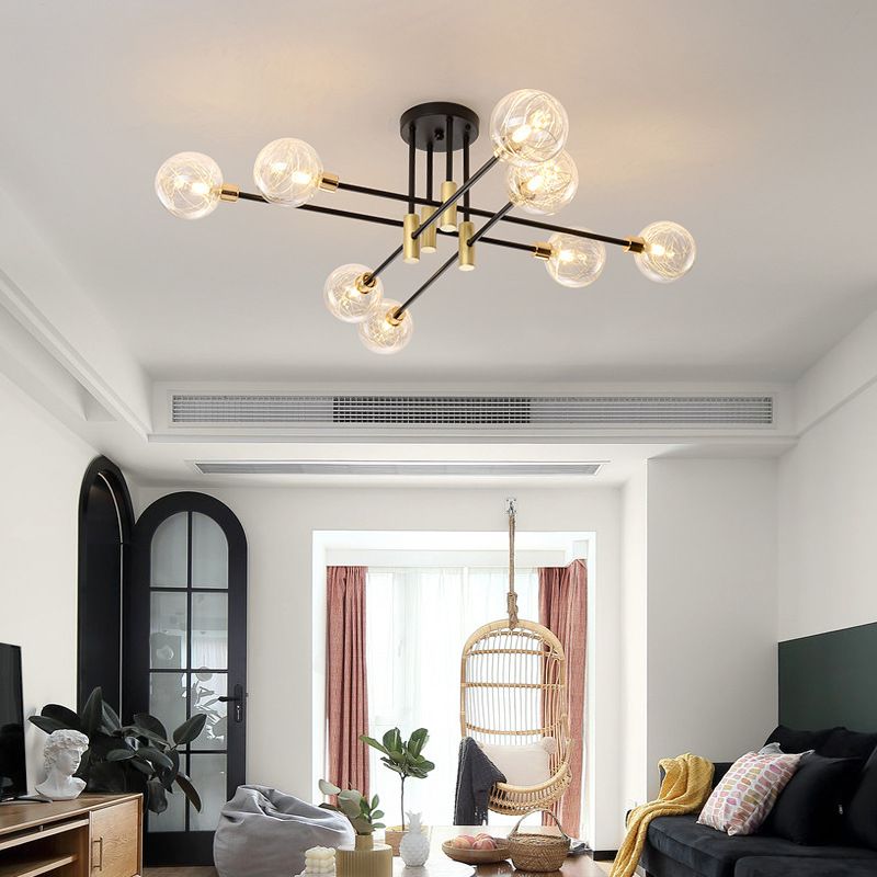 Glass Sputnik Shape Flush Ceiling Light Modern Multi Lights Flush Light Fixtures
