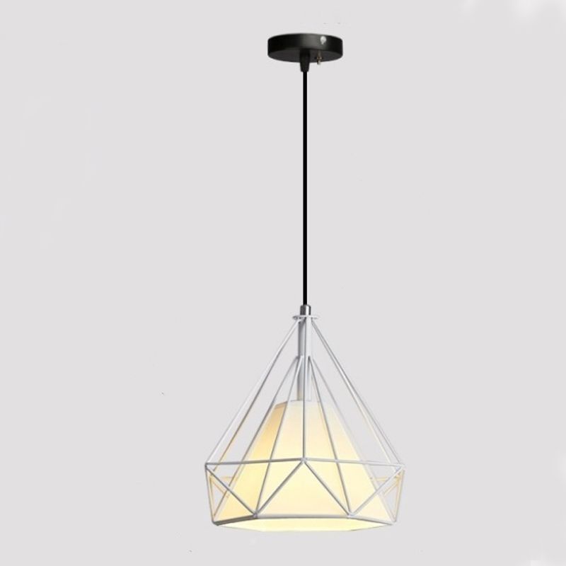 Tissu 1-Light suspendu luminaires avec une teinte à la cage, lumière de style simple nordique