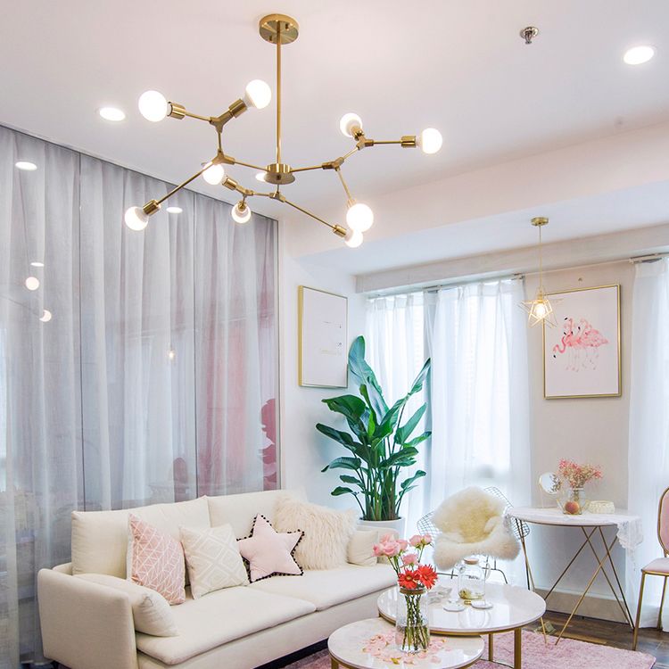 Postmodern Bare Bulb Hanging Light Metal Chandelier Light for Dining Room