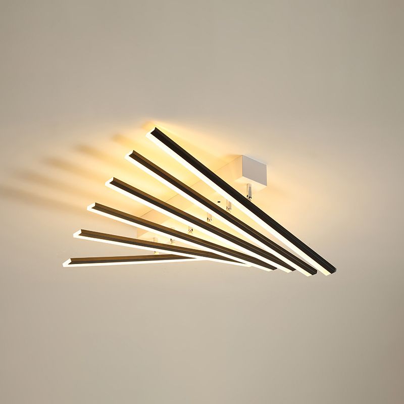 Slender Bar Multi Lights Semi Flush Light Modern Style Metal Semi Flush Mount Lighting