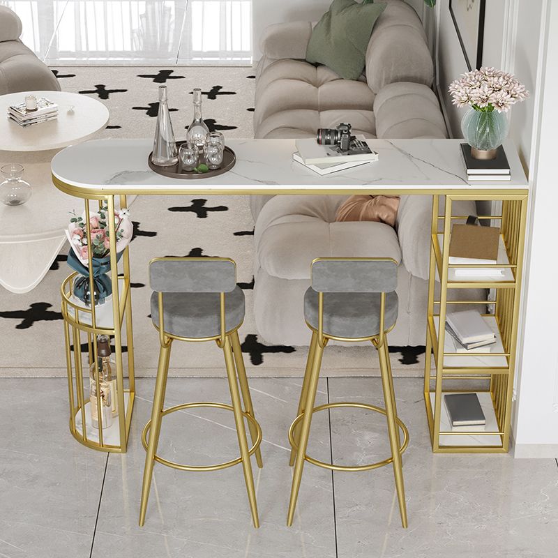 Modern Style Bar Table Set 1/3 Pcs White Granite Bar Table Set