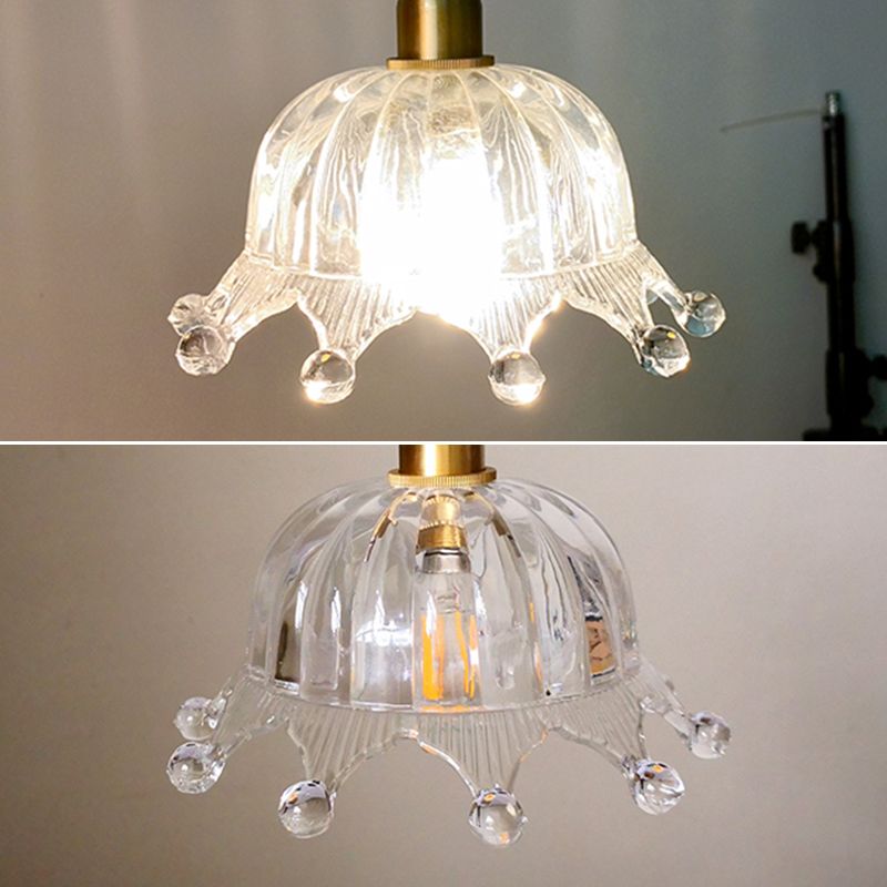 Plafonnier semi-encastré en bronze avec abat-jour en verre de style moderne pour chambre à coucher