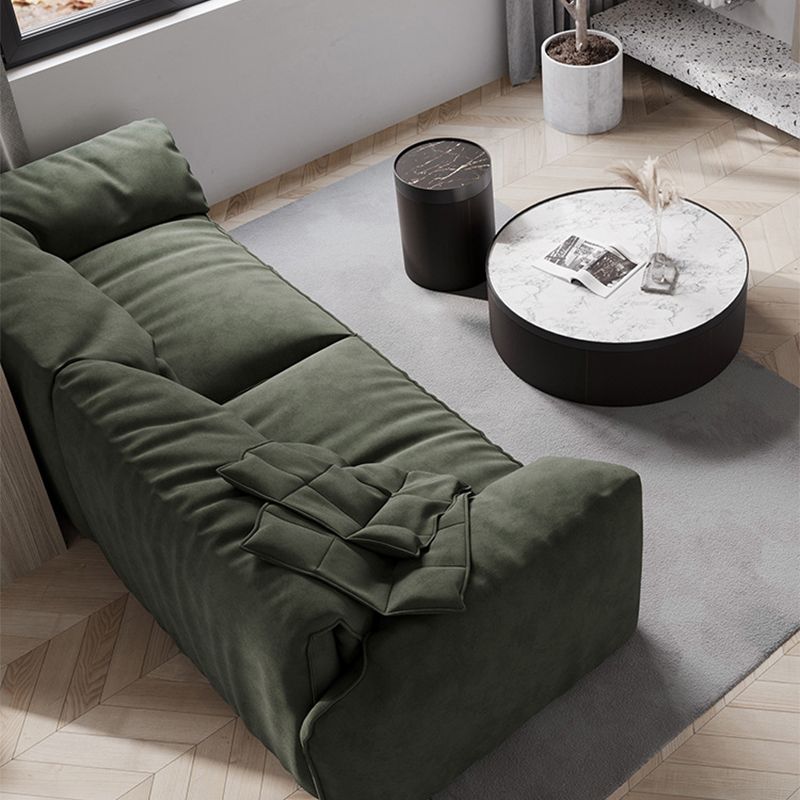 Contemporary Faux Leather Couch Down Filled Settee with Pillow Top Arm