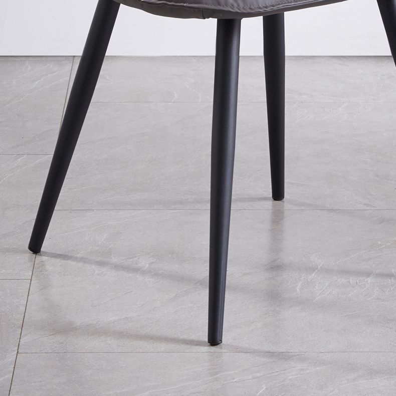 Nordic Style Metal Armless Dining Chairs Leather Upholstered Side Chair for Home Use