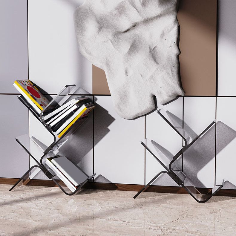 Modern Open Back Standard Bookshelf Acrylic Bookcase with Shelves for Study Room