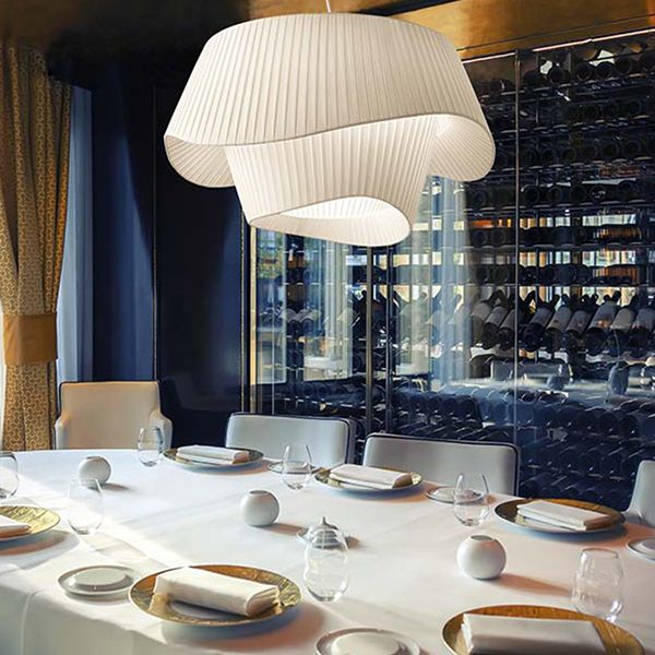 Shaded Ceiling Hung Fixture Minimalist Fabric Dinning Room Pendant Lighting Fixture