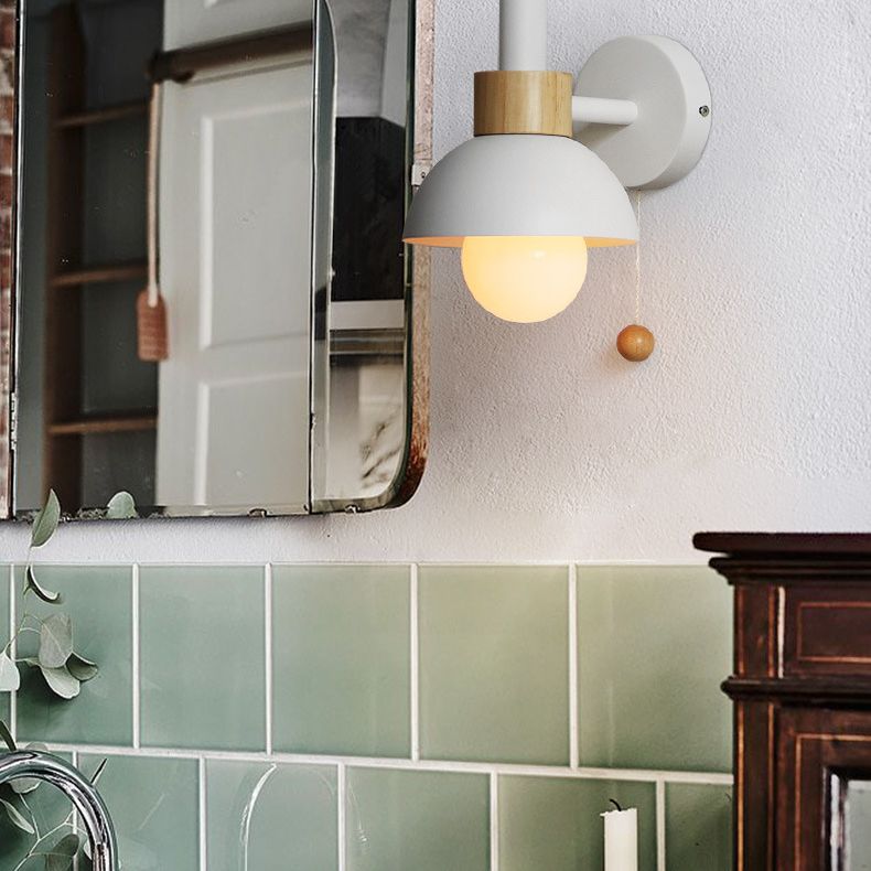 Moderna Macarons Nórdicos Macarons Swade Wall Malet Metal 1 Light Sponces en rosa y blanco