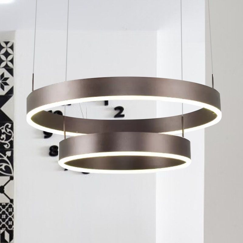 Modern 1/2/3-Light Suspension Pendant with Acrylic Shade Coffee Ring Chandelier Light in Warm/White Light