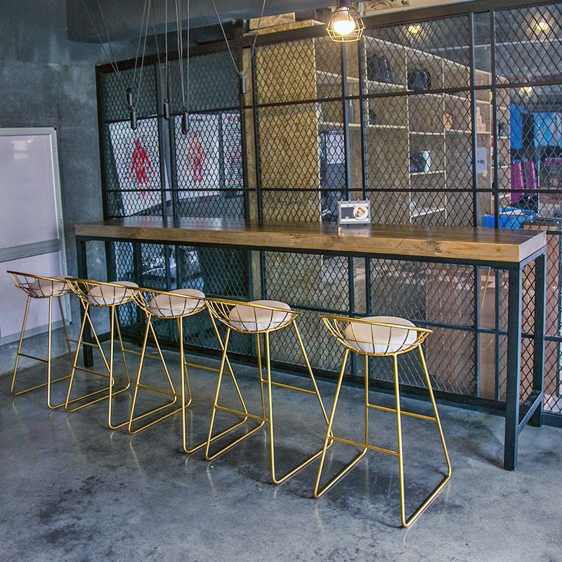 Industrial Bar Table Set 1/6 Pieces Wooden Bar Table and Footrest Bar Stool