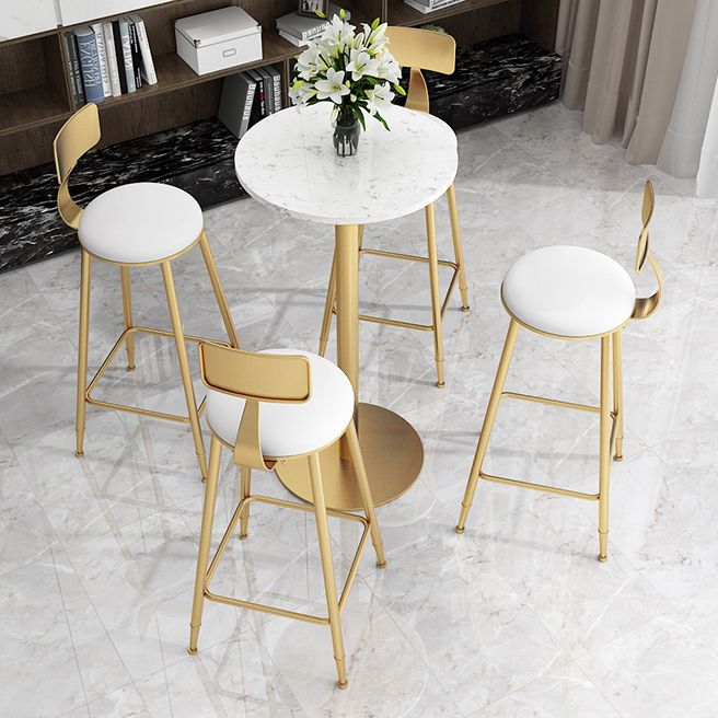Glam Style Marble Top Counter Table Gold Base Bar Table for Living Room 42-inch Height