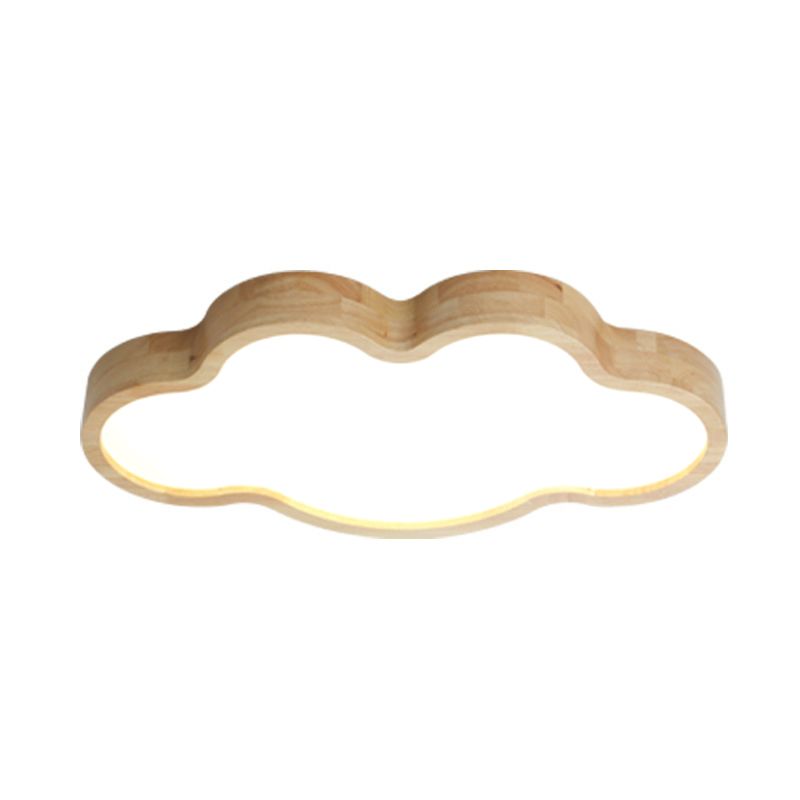 Log Color LED Ceiling Light in Modern Creative Style Wooden Cloud Flush Mount with Acrylic Shade