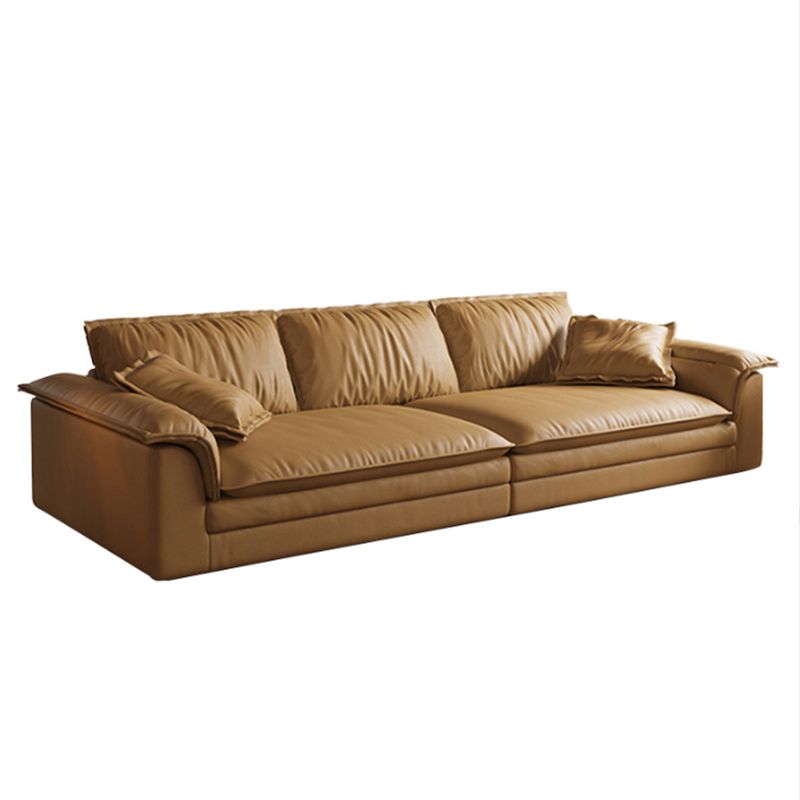 Pillow Top Arm Sofa & Chaise Faux Leather Cushions Loose Back Sofa