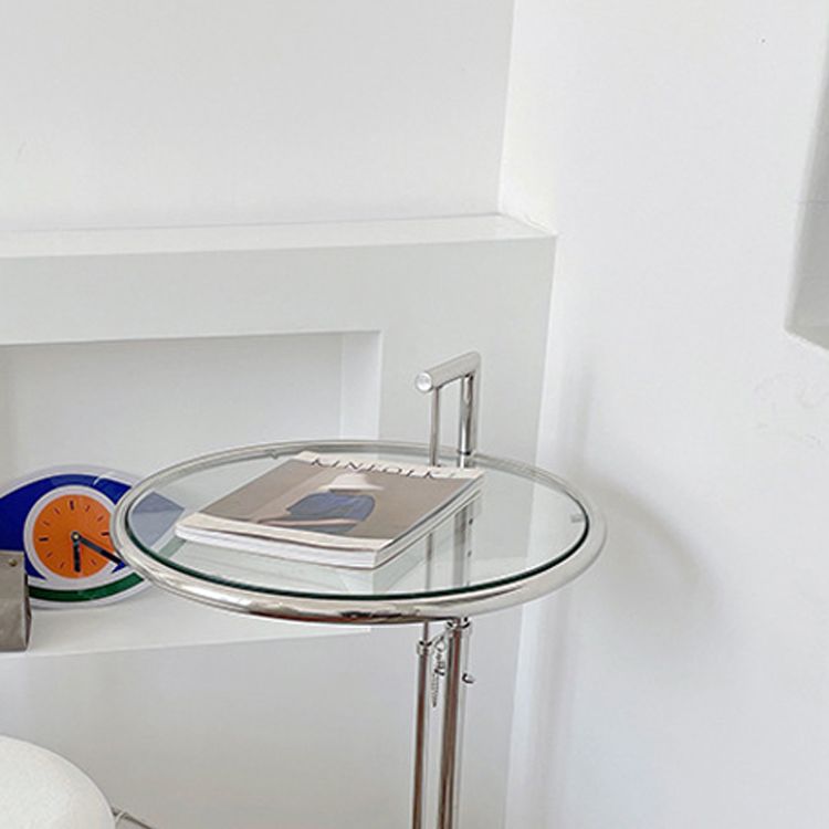 Modern Glass Top Abstract Round Living Room Accent Side Table