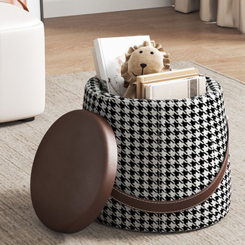 Modern Pouf Ottoman Fabric Upholstered Solid Color Portable Square Ottoman with Storage