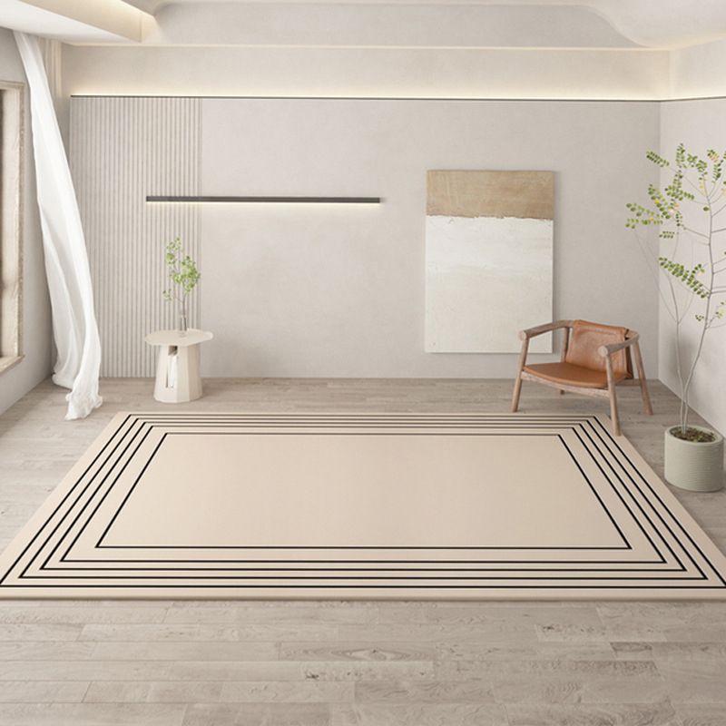 Beige Modern Rug Polyester Irregularity Line Rug Washable Rug for Drawing Room