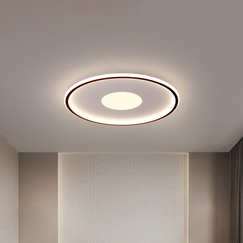 Disk-Shaped Ultrathin Ceiling Lighting Minimalist Acrylic Black/Gold LED Flush Mount for Bedroom, 12"/19.5"/23.5" Dia