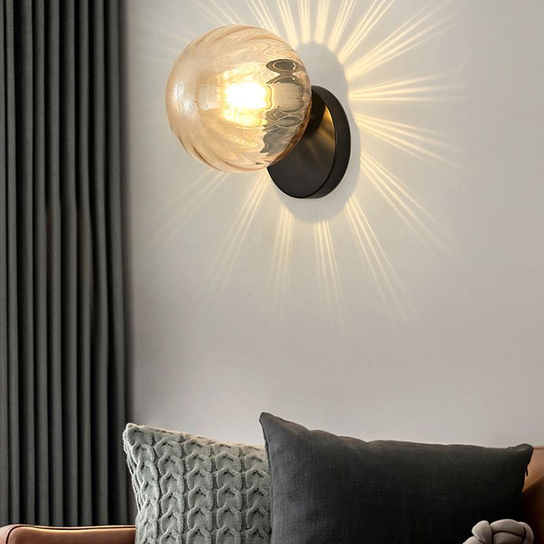 Modern Simplicity Wall Sconce 1 Light Metal Wall Lamp with Glass Ball Shade