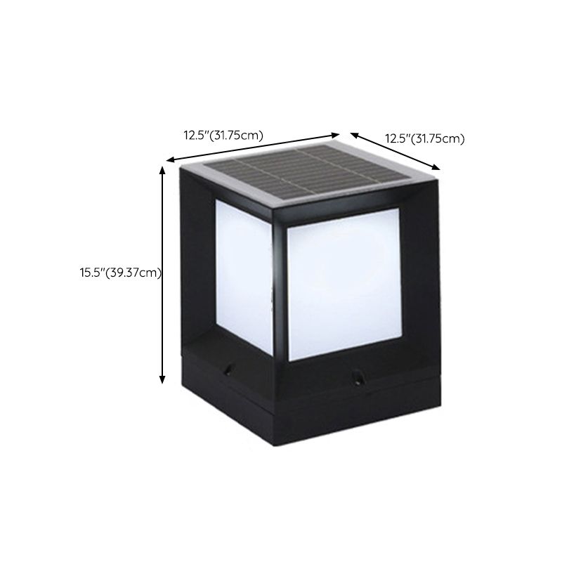 Nordic Style Aluminum Outdoor Light Rectangle Shape Solar Energy Pillar Lamp for Outdoor