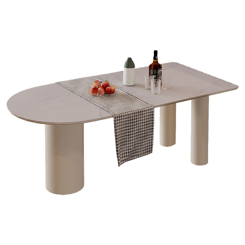 Sintered Stone Top Modern White Table for Restaurant Irregular Dining Table with 3 Legs