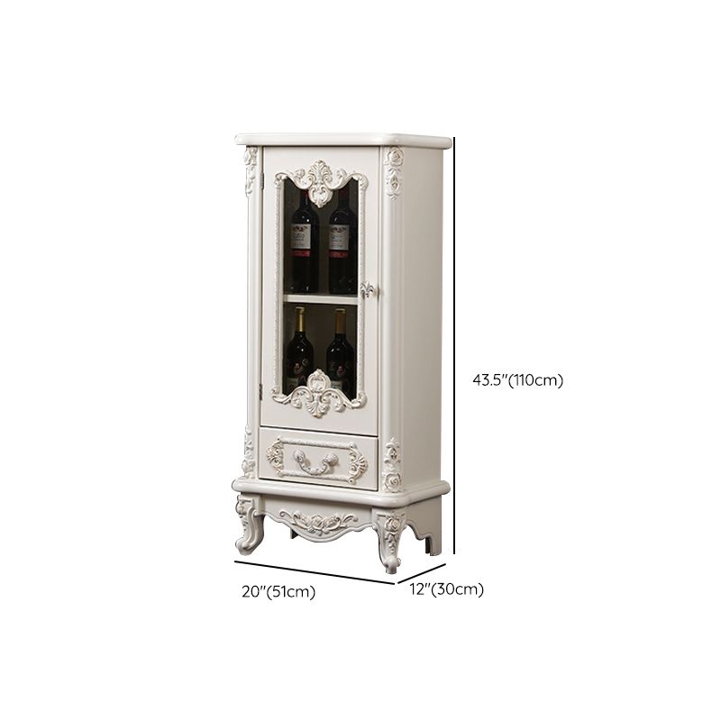 Traditional Display Stand Glass Doors Pine Storage Cabinet for Dining Room