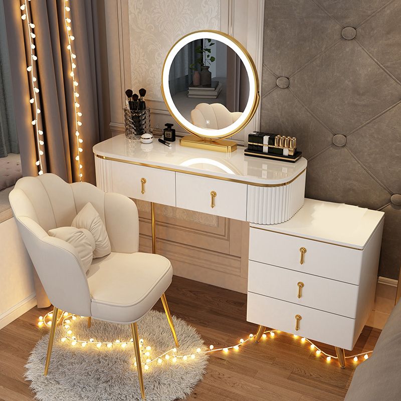 Mirrored Vanity Table and Stool Set Engineered Wood Vanity Desk