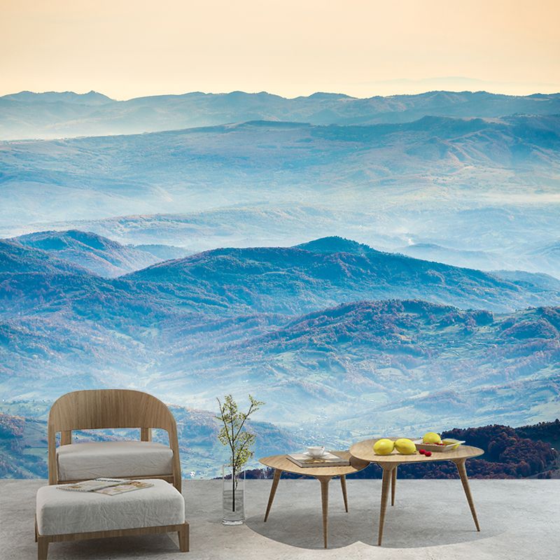 Contemporary Mountains View Wall Mural Soft Color Stain-Proof Wall Art for Guest Room