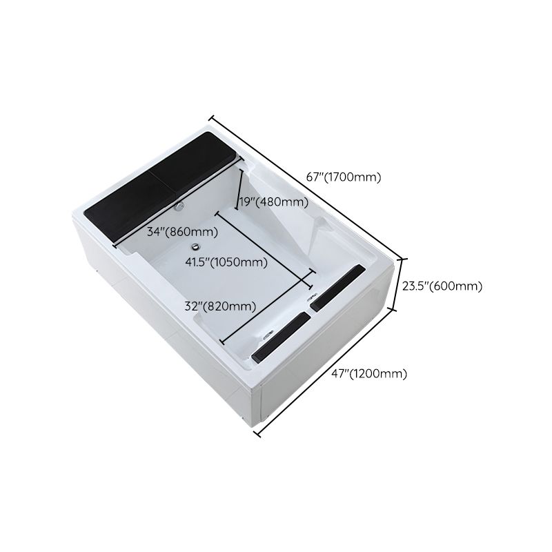 Modern Freestanding Bath Acrylic Soaking Square Back to Wall Bathtub